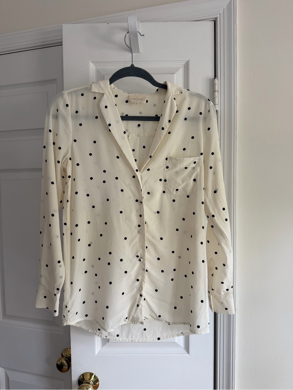 Sézane Florence Shirt 100% Silk Polka Dot Blouse Ecru Size 34 - Picture 10 of 12